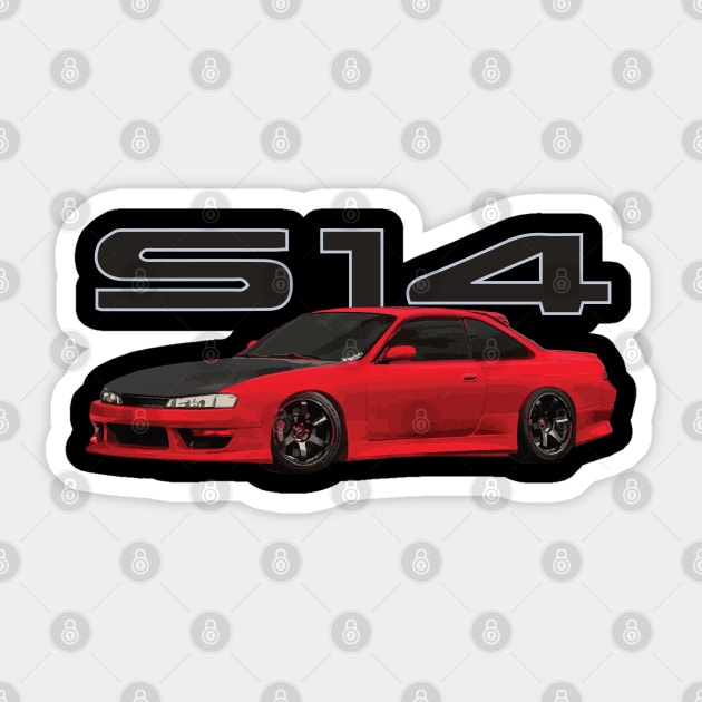 240 sx flame red s14 kouki - Nissan 240sx - Sticker | TeePublic